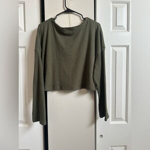 Arizona Jean Co Green Cropped Textured Distressed Long Sleeve Shirt XXL